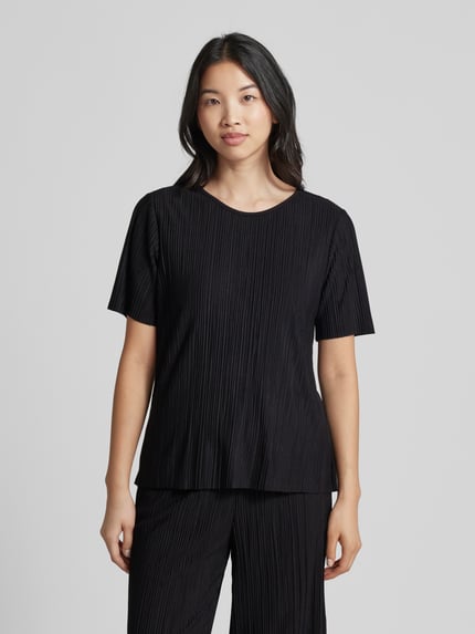 VILA T-Shirt mit Plisseefalten Modell 'PLISA' Black 4