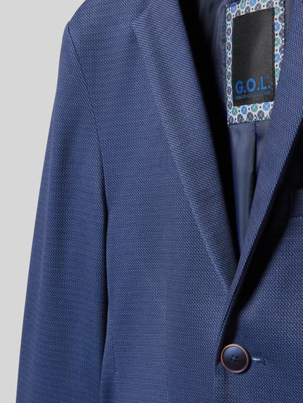 Produktfoto, Blazer mit Reverskragen von G.O.L. in Blau, feine Struktur, Knopfverschluss, Regular Fit, Detailaufnahme, Material-Mix mit Viskose-Anteil