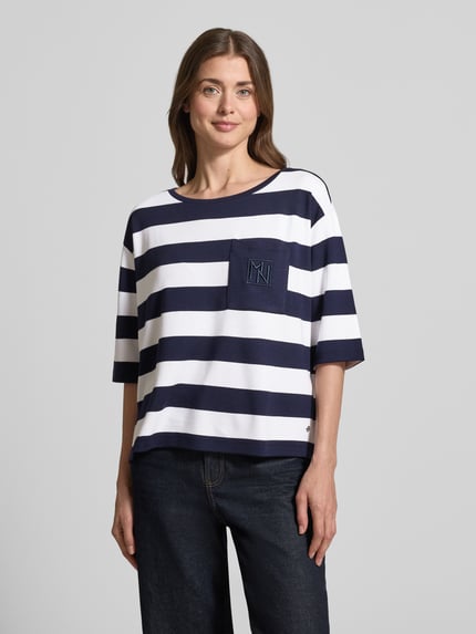 monari Relaxed Fit Sweatshirt aus Viskose-Mix mit Brusttasche Marine 4
