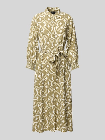 s.Oliver BLACK LABEL Tailliertes Hemdblusenkleid aus reiner Viskose Khaki 2