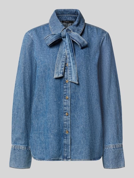Relaxed Fit Hemdbluse aus reiner Baumwolle in Denim-Optik Shop The Look MANNEQUINE