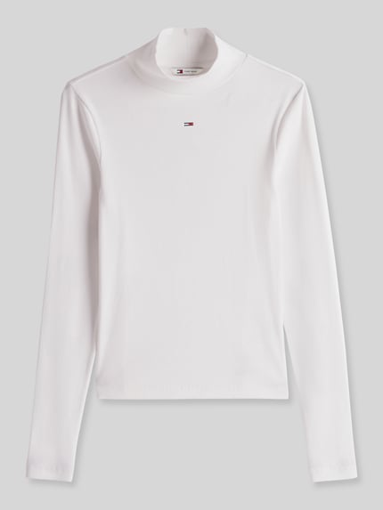 Tommy Jeans Slim fit shirt met lange mouwen met mockneck Wit - 2