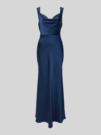 Produktfoto, Slim Fit Abendkleid aus Satin von Laona in Dunkelblau, ärmellos, figurbetont, glatte Textur, Nahtreißverschluss, schlichte Form