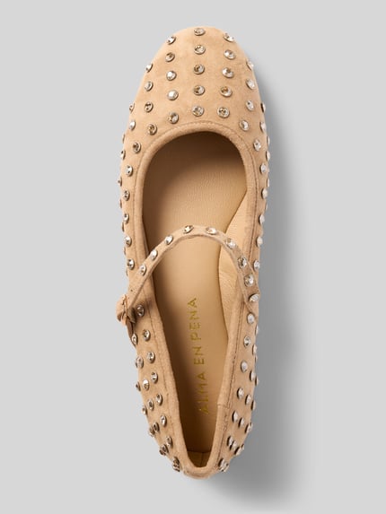 Alma en Pena Ballerina's met strass-steentjes Zand - 3