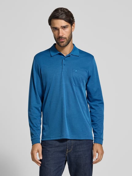 RAGMAN koszulka polo o kroju regular fit z mieszanki bawełny Niebieski 4