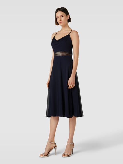 VM by Vera Mont Cocktailkleid mit Wasserfall-Ausschnitt Dunkelblau 1