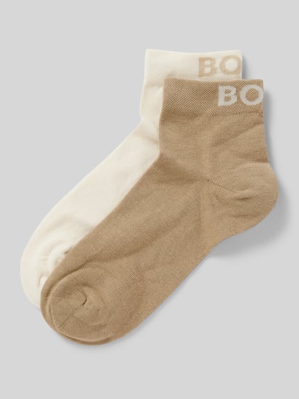 BOSS Skarpety do sneakersów z wyhaftowanym logo w zestawie 2 szt. Beżowy 1