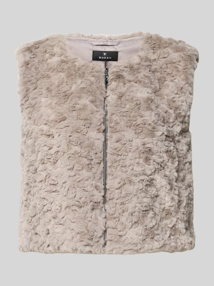 monari Weste aus Teddyfell mit Reißverschluss Taupe 2
