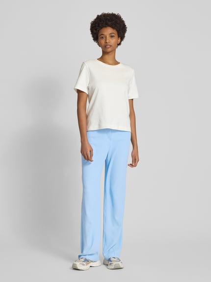 REVIEW High Waist Stoffhose mit Bügelfalten Hellblau 1