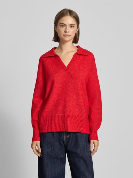 PIECES Regular Fit Strickpullover mit Woll-Anteil Modell 'MALOU' Rot 4