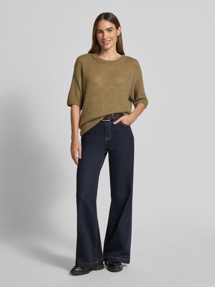MORE & MORE Loose Fit Strickpullover mit Woll-Anteil Khaki 1