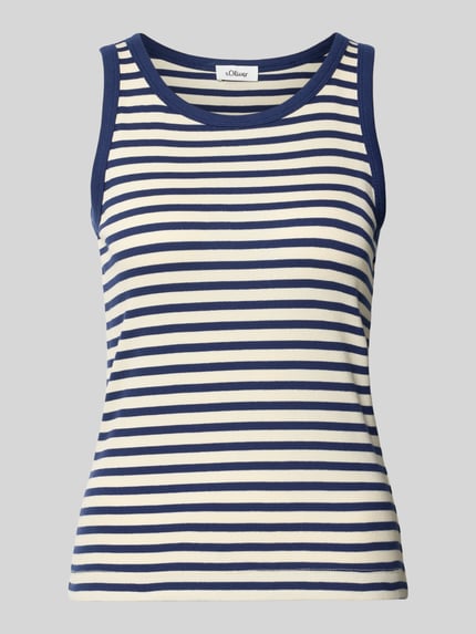 s.Oliver RED LABEL Slim fit tanktop van katoenmix Marineblauw - 2