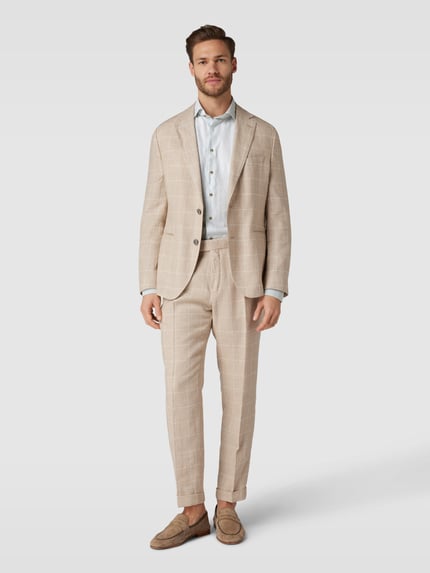 Profuomo Regular Fit Businesshemd mit Leinen-Anteil Hellgruen 1