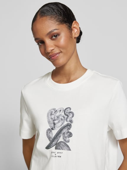Selected T-shirt z okrągłym dekoltem model ‘ESSENTIAL’ Biały 3