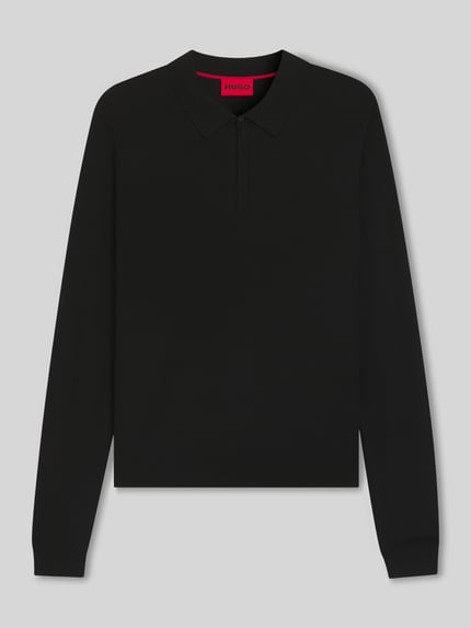 HUGO Slim Fit Strick-Poloshirt aus Viskose-Mix Modell 'SAN PIPPO-CV' Black 2