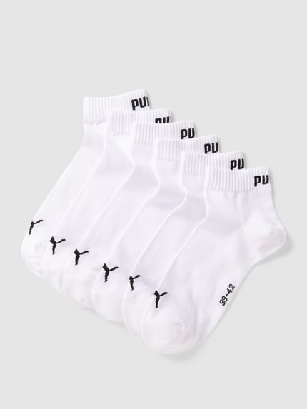 PUMA Krótkie skarpety z nadrukiem z logo w zestawie 6 szt. model ‘Quarter Plain’ Biały 1