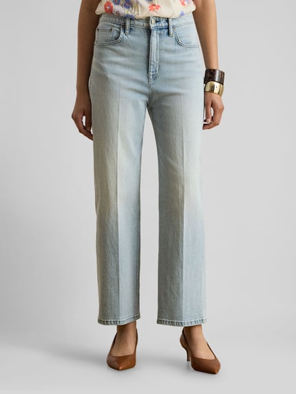 Lauren Ralph Lauren Straight Fit Jeans aus Baumwoll-Mix mit Bügelfalten Jeansblau Melange 4