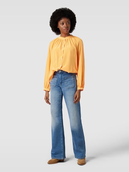 Tonno & Panna Seidenbluse in unifarbenem Design Modell 'Birteton' Orange 1
