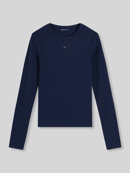 Tommy Jeans Slim Fit Langarmshirt aus Baumwoll-Mix Marine 2