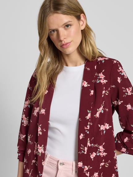 PIECES Regular fit blazer met 3/4-mouwen, model 'BOSELLA' Donkerrood gemêleerd - 3