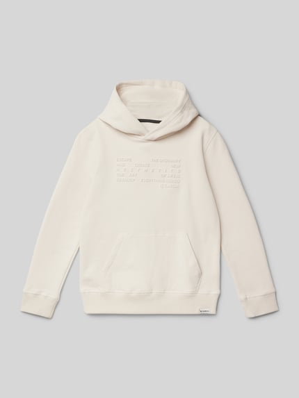 Garcia Bluza z kapturem i naszywką z logo Écru 1