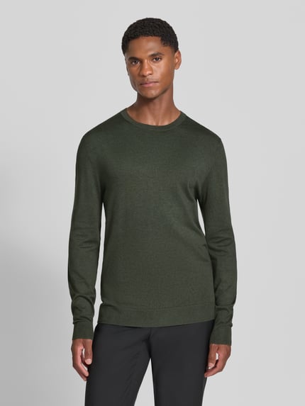 MCNEAL Strickpullover mit geripptem Rundhalsausschnitt Khaki Melange 4