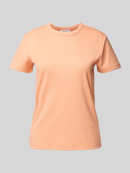 OPUS T-Shirt mit geripptem Rundhalsausschnitt Modell 'Samun' Orange 2