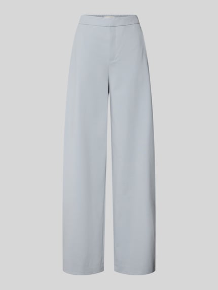 Produktfoto, stoffen broek van katoenmix met stretch, wide leg fit, steekzakken, strookzak aan de achterkant, model 'FAE' van Drykorn, dames, haakjes- en ritssluiting, bandwijdte maat 27/34 37 cm, binnenbeenlengte maat 27/34 82 cm, lichtblauw, glad oppervlak