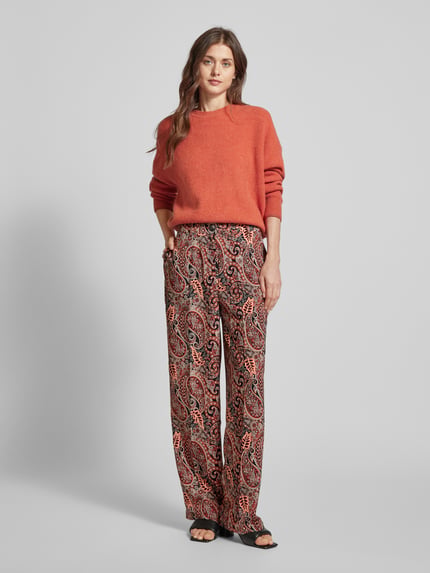 VERO MODA Regular Fit  Weite Hose mit Hornoptik-Knopf Modell 'MABLE MAVITA' Rot 1