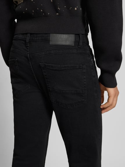 ONLY & SONS Jeansy o kroju slim fit z dodatkiem streczu model ‘Loom’ Czarny 3