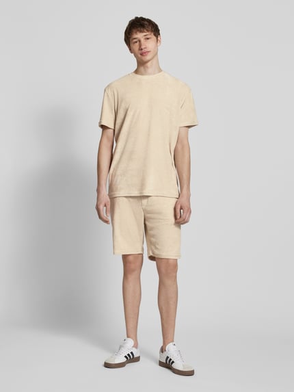 ONLY & SONS T-Shirt mit geripptem Rundhalsausschnitt Modell 'HELLAS' Beige 1
