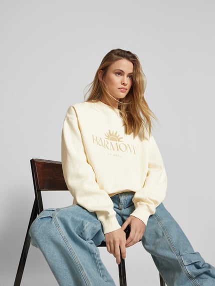 OH APRIL Oversized sweatshirt met statementprint Zand - 3