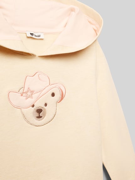 Productfoto, Hoodie uit mix van katoen en elastaan met motiefapplicatie, capuchon en elastische boorden, kinder Hoodie van Steiff