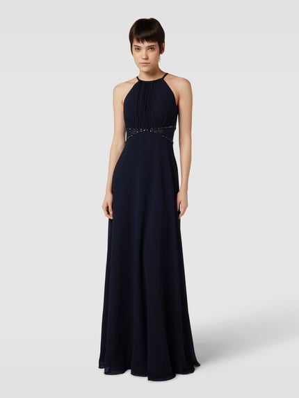Jake*s Cocktail Abendkleid mit Neckholder und Ziersteinbesatz Marine Melange 4