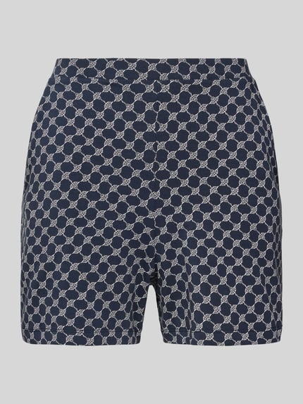 JOOP! COLLECTION regular fit korte zijden pyjamabroek met elastische band 'Kornblume' Marineblauw - 1