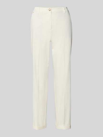 Produktfoto, Regular Fit Chino aus katoenmix van s.Oliver BLACK LABEL in effen kleuren, met riemlussen, knoop- en ritssluiting, elastische boord, omslag aan de pijpen, steekzakken, aangezette achterzakken, katoenmix.
