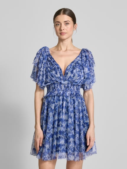 Lace & Beads Cocktailkleid mit Volants Dunkelblau 4