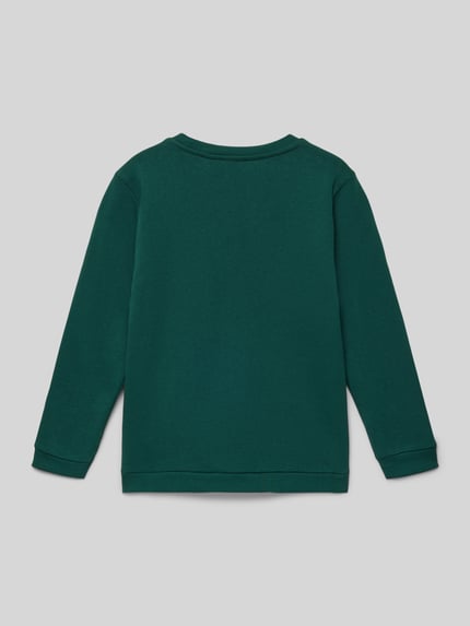 Productfoto, groene kinderen sweatshirt met ribboorden en ronde hals, puur katoen, regular fit, Sweatshirt met geribde afsluitingen van Blue Seven