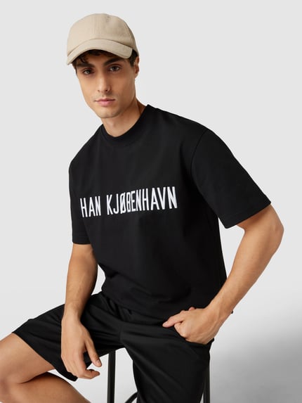 HAN Kjobenhavn T-shirt met labelstitching Zwart - 3