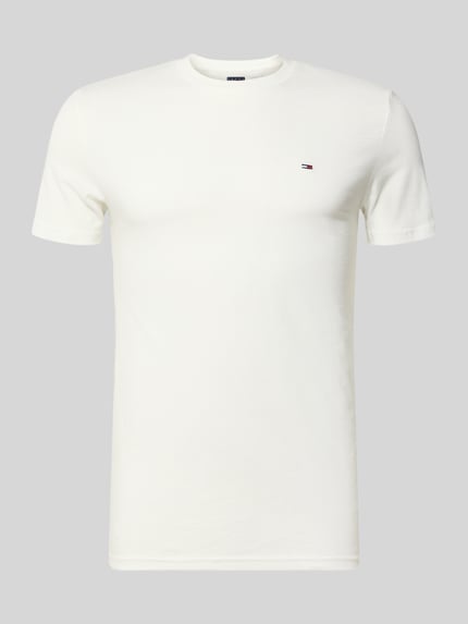 Produktfoto, Slim Fit T-Shirt aus reiner Baumwolle im 2er-Pack von Tommy Jeans, wit, unifarben, korte mouw, logo-detail, jerseytextuur.