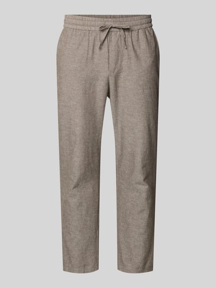 Produktfoto, Tapered Leinenhose aus Baumwoll-Leinen-Mix Modell 'LINUS' van Only & Sons met melangelook, tunnelkoord, elastische boord, zij-steekzakken, achterzakken, mix van katoen en linnen, heren
