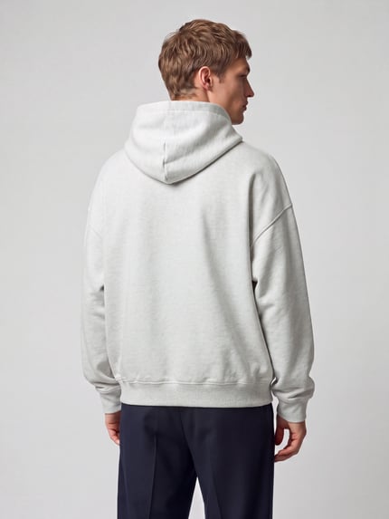 HUGO Blue Hoodie mit Logo-Patch Hellgrau Melange 5