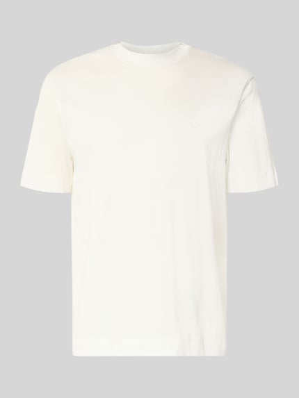 Produktfoto, T-Shirt mit Rundhalsausschnitt von Emporio Armani, Herren T-Shirt in Weiß, Regular-Fit, 1/2-Arm, Rückenlänge bei Größe M: 71 cm, gesäumte Abschlüsse:.