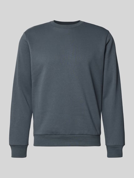 Produktfoto, Regular Fit Sweatshirt mit Baumwoll-Anteil Modell 'Bradley' von JACK & JONES in Dunkelblau, Rundhalsausschnitt, gerippte Abschlüsse, Material-Mix, Herrenmode