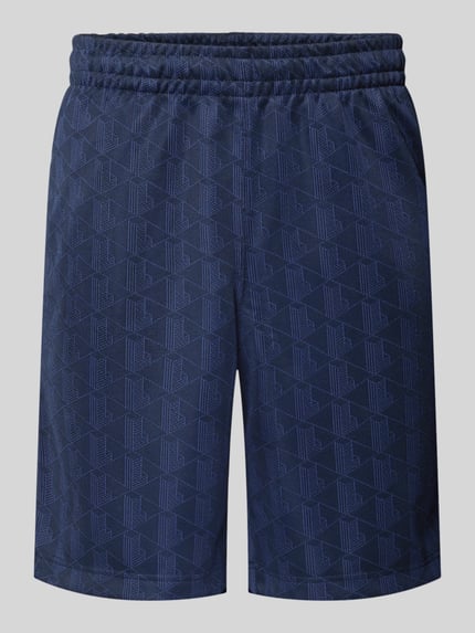 Produktfoto, Regular Fit Sweatshorts mit Tunnelzug von Lacoste in Dunkelblau mit geometrischem Muster, Herren Sweatshorts von Lacoste