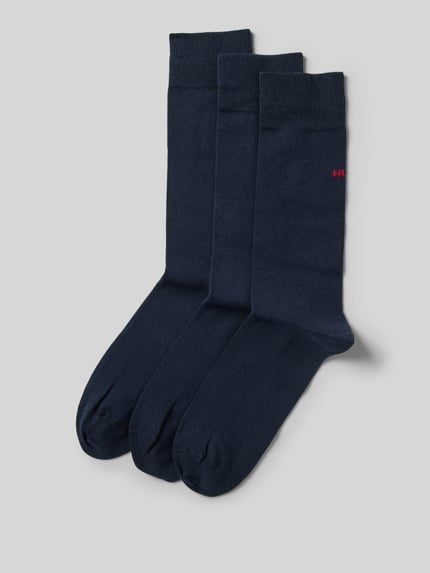 HUGO Socken mit Label-Detail im 3er-Pack Modell 'UNI COLORS' Dunkelblau 1