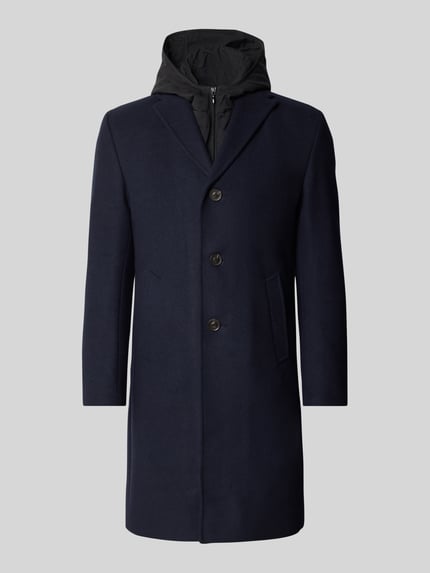 CG – CLUB of GENTS Lange jas met capuchon, model 'MARNI' Marineblauw - 2