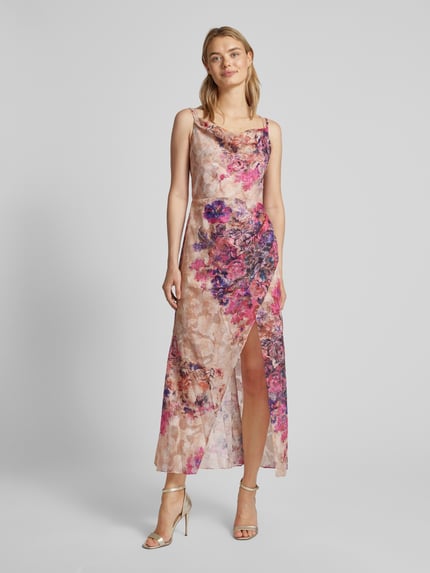 ADLYSH Avondjurk in wikkellook met bloemenmotief Zand - 4