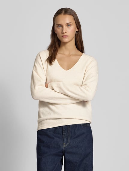 ONLY Regular Fit Pullover mit V-Ausschnitt Modell 'RICA LIFE' Ecru 4