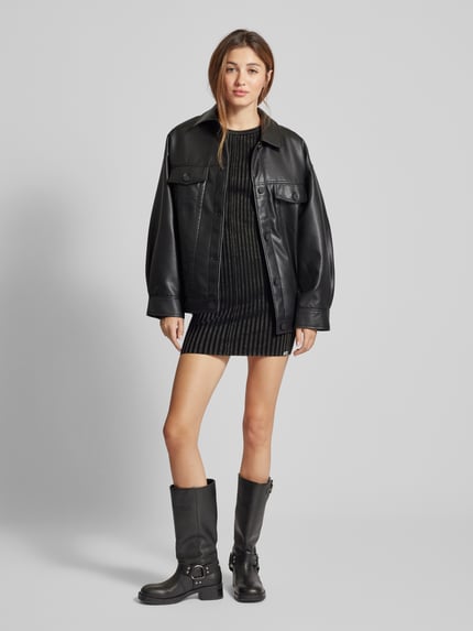 GUESS Jeans Mini-jurk in riblook, model 'GO RAW EDGE' Zwart - 1